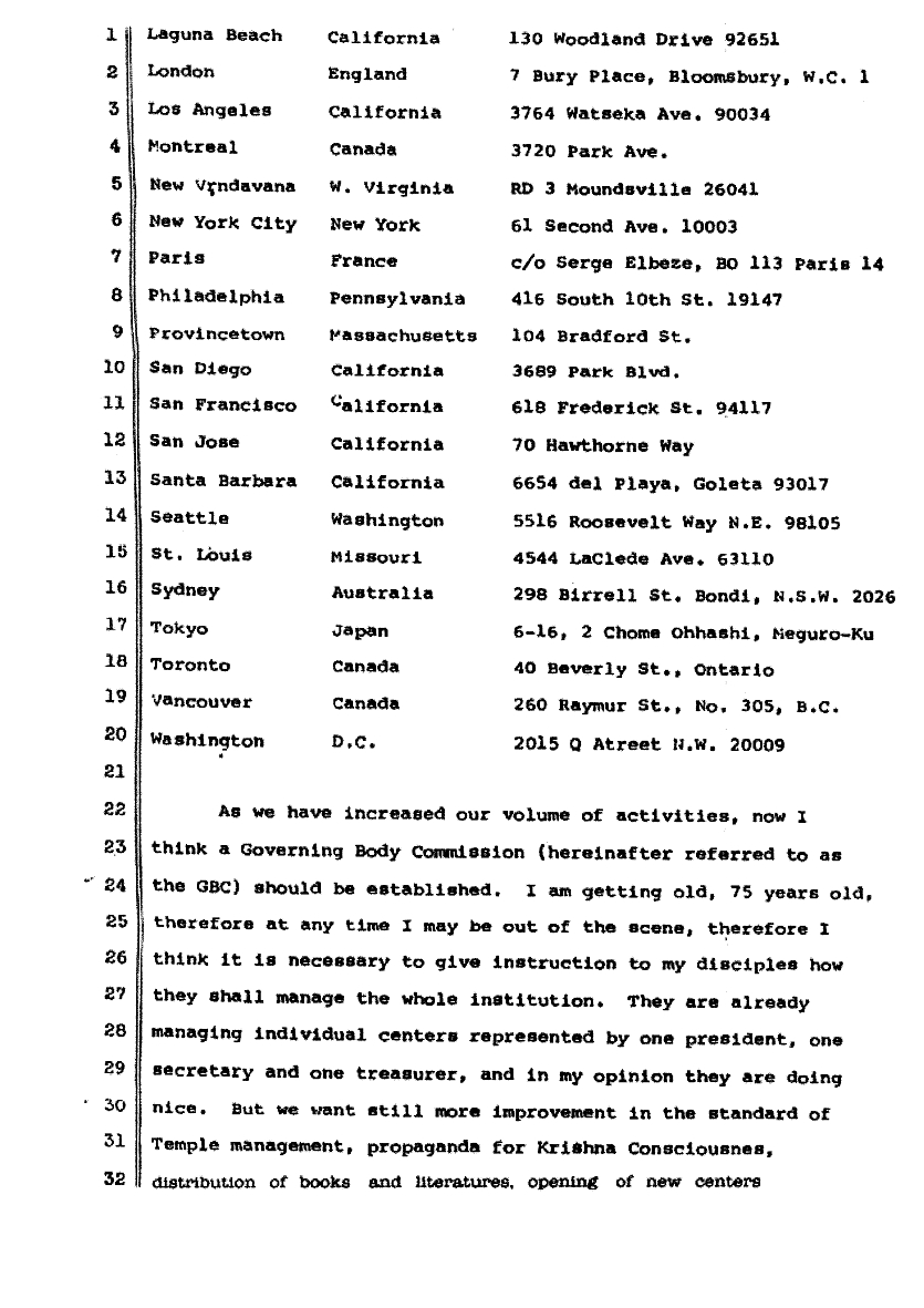 Page 2: end of the list of centres; why the GBC is established.