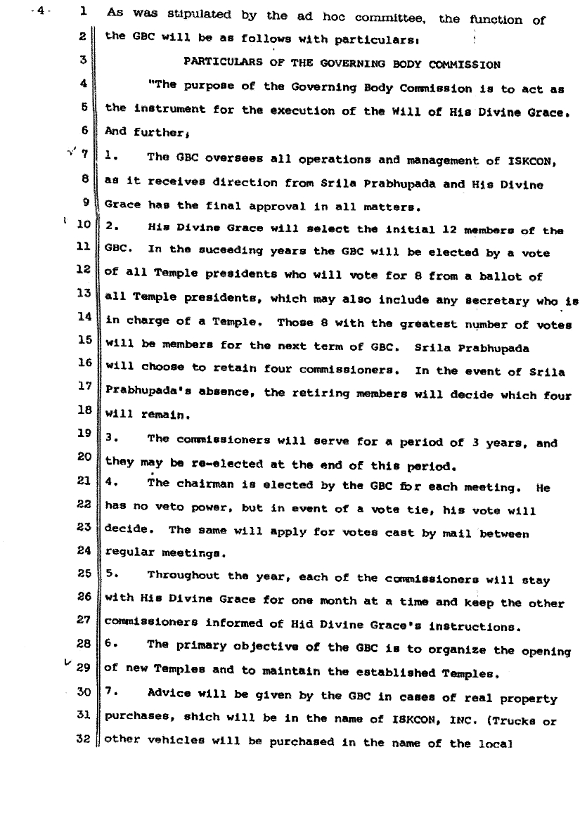 Page 4: the GBC's purpose — "the instrument for the execution of the Will"; points 1–7.